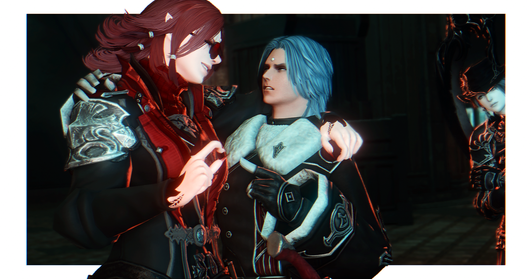 We're All Friends Here
alternate titles include: 
"don't you have anything BETTER to be doing", 
"when you're so small that this constitutes as a hate crime", 
"katla get a job jullus this is my job", 
"not while the voidsent is watching!!!", 
and "why would i need a toxic person to rp my brother when i have like four brother figures and every single one of them i bully relentlessly"
Keywords: oc;ffxiv;screenshot;katla