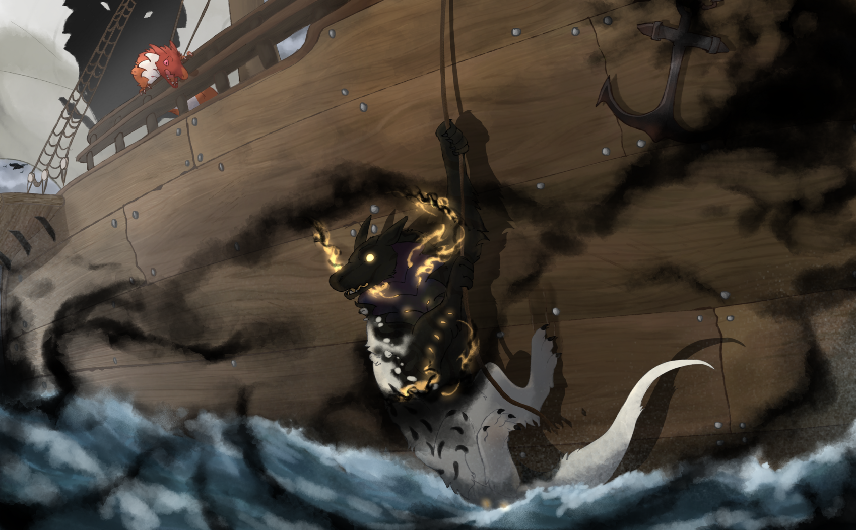 Face The Fog
CoAC: Sea Legs (Memory Prompt)

The hazards of a first time mariner are often not the Navy or Pirate fleets, but rather turbulent tides, crazed crewmates or substandard sustinance. How did your rex fare on their first foray onto the high seas? 

He did not expect his first obstacle to be the Fog. 

He especially did not expect it to Speak.



tenebris, have you considered you just might be crazy



ft GlacialFalls' Furnace <3
Keywords: Rexalia;Aurum Tenebris;COAC